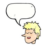cartoon happy boy face with speech bubble N52