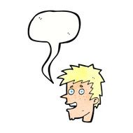 cartoon happy boy face with speech bubble N53