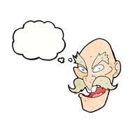 cartoon evil old man face with speech bubble N11