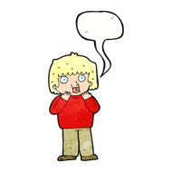 cartoon worried boy with speech bubble N32