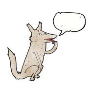 cartoon wolf licking paw with speech bubble N7