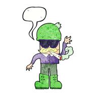cartoon man smoking pot with speech bubble N10