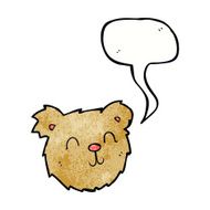 cartoon happy teddy bear face with speech bubble N2