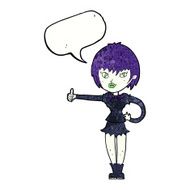 cartoon vampire girl giving thumbs up sign with speech bubble N20