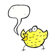 cartoon happy bird with speech bubble N38