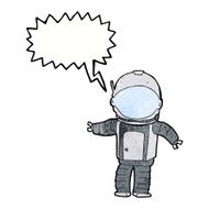 cartoon astronaut with speech bubble N128