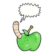 cartoon apple with worm speech bubble N52