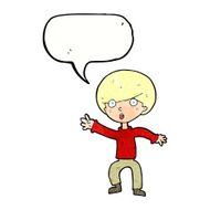 cartoon panicking boy with speech bubble N11