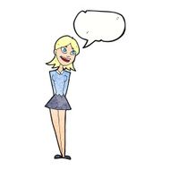 cartoon happy woman with speech bubble N261