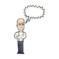 cartoon annoyed old man with speech bubble N69