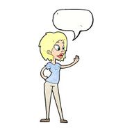 cartoon woman waving with speech bubble N339