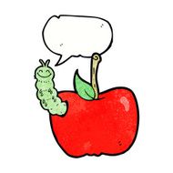 cartoon apple with bug speech bubble N31