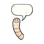 cartoon worm with speech bubble N7