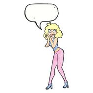 cartoon surprised woman with speech bubble N250