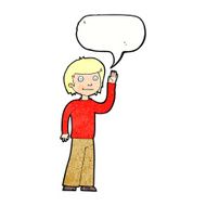 cartoon friendly boy waving with speech bubble N11