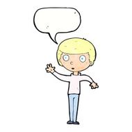 cartoon staring boy with speech bubble N33
