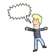 cartoon stressed man with speech bubble N70