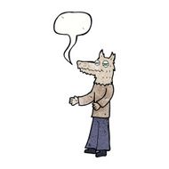 cartoon wolf man with speech bubble N54