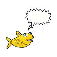 cartoon happy fish with speech bubble N24
