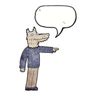 cartoon wolf man pointing with speech bubble N13