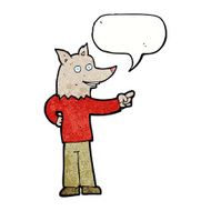 cartoon wolf man pointing with speech bubble N14