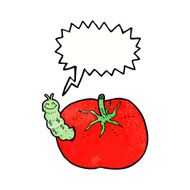 cartoon tomato with bug speech bubble N7