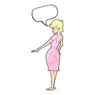 cartoon pretty woman looking at nails with speech bubble N11