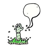 cartoon zombie arm with speech bubble N3