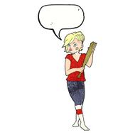 cartoon pretty punk girl with baseball bat speech bubble N11