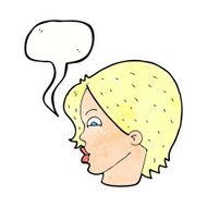 cartoon female face with speech bubble N162