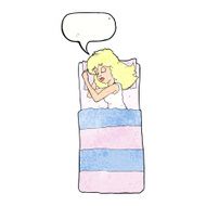 cartoon sleeping woman with speech bubble N11