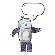cartoon funny robot with speech bubble N80