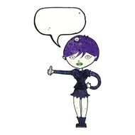 cartoon vampire girl giving thumbs up symbol with speech bubble N11