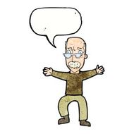 cartoon old man waving arms with speech bubble N11