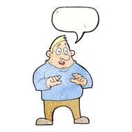 cartoon excited overweight man with speech bubble N11