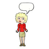 cartoon woman shrugging shoulders with speech bubble N503