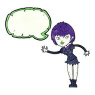 cartoon vampire girl welcoming with speech bubble N11