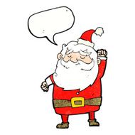 cartoon santa claus punching air with speech bubble N22