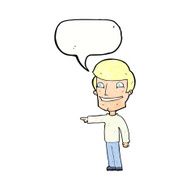 cartoon happy man pointing with speech bubble N62