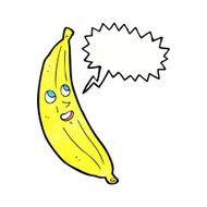 cartoon happy banana with speech bubble N5
