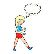 cartoon soccer girl with speech bubble N11