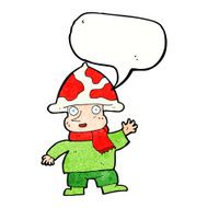 cartoon mushroom man with speech bubble N11