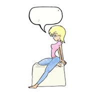 cartoon pin up pose girl with speech bubble N9