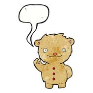 cartoon waving teddy bear with speech bubble N32