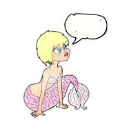 cartoon pretty mermaid with speech bubble N40
