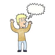 cartoon excited man with speech bubble N72