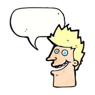 cartoon happy man face with speech bubble N18
