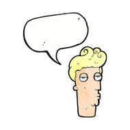 cartoon bored man&#039;s face with speech bubble N10