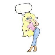 cartoon woman raising fist with speech bubble N10