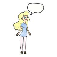 cartoon pretty girl with speech bubble N99